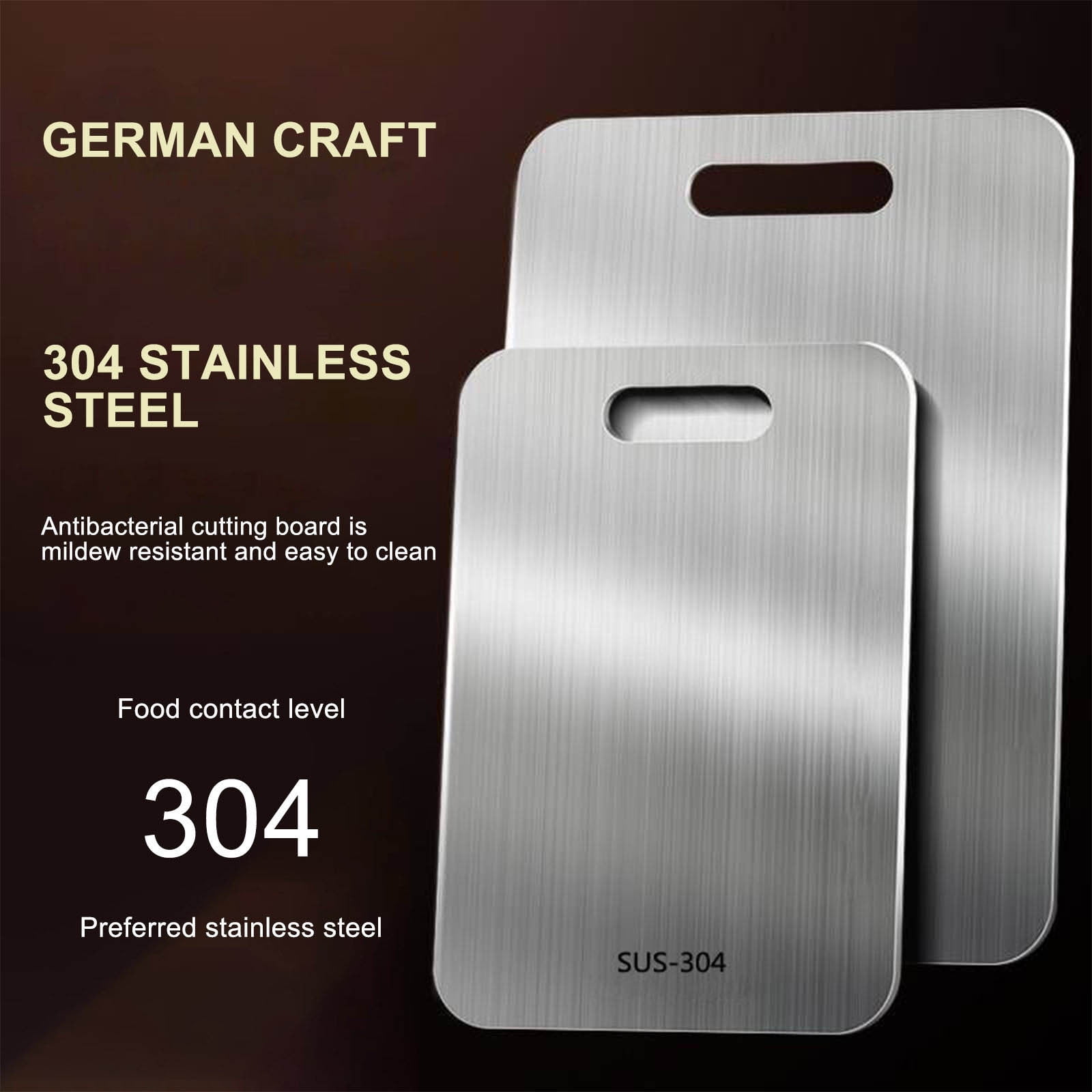Snmubt Food Grade Stainless Steel Cutting Board - Stainless Steel Cutting Board For Kitchen 304 Chopping Board Food-Grade For Meat Fruit Vegetables Dishwasher Safe (B)