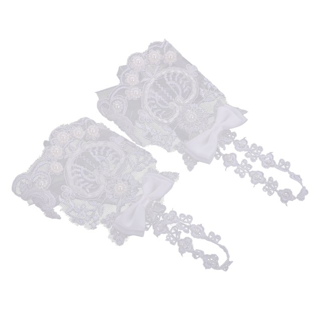 Encaje Guantes de Novia de Blanco Flor de para Noche de Bodas Cortos Complementos Nupcial Sunnimix Guantes nupciales