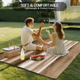 thumbnail image 4 of Brown Stripes Outdoor Rug for Patio/Deck/Porch, Non-Slip Large Area Rug 3 x 5 Ft, Country Watercolors Gradient Texture Indoor Outdoor Rugs Washable Area Rugs, Reversible Camping Rug Carpet Runner, 4 of 8