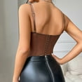 thumbnail image 7 of Women's Corset Top Bustier Corset Top Tight Fitting Corset Tank Top Straps Top Solid Short Fashion Brown S, 7 of 7