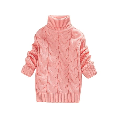 

LBECLEY Teenage Girl Sweaters and Hoodies Toddler Boys Girls Children s Winter Sweater Solid Color Turtleneck Knitted Top Stretch Shirt for Babys Clothes Fleece Sweater for Girls Pink 18