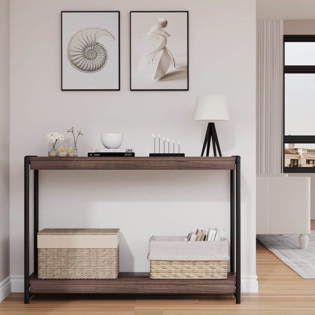 CazToi Slim 2-Tier Console Table Entryway Sofa Table for Living Room Easy Assembly