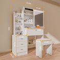 thumbnail image 6 of Natfurhome A 1 Piece Adult Minimalist 3 LED Lighting Modes, Adjustable Brightness Chair and Mirror and Drawer Table Set White, 6 of 10