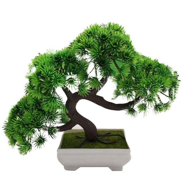1Pc Simulation Pine Greeting Guests Potted Plant Fake Bonsai Guest-Greeting Pine Tree Mini Green Plant Desktop Decoration for for Home Office Hotel (Green)