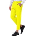 thumbnail image 4 of Pantalones de traje de negocios recortados para hombres Inspire Chic, corte recto, frente plano, talla 28, color amarillo, 4 of 7