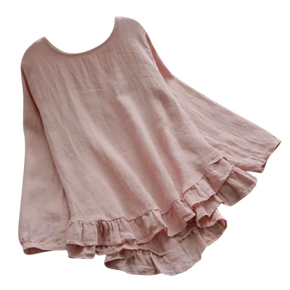 asdoklhq Womens Plus Size Clearance Tops, Woman Causal Solid Blouse Long Sleeve T-Shirt Autumn Sweartshirt Irregular Tops