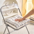 thumbnail image 4 of Yhmxh Cojín cuadrado a cuadros con lazos para silla, cojín grueso para exteriores con capitoné, almohada de suelo suave y transpirable, almohadilla antideslizante para silla de comedor, silla de of, 4 of 5