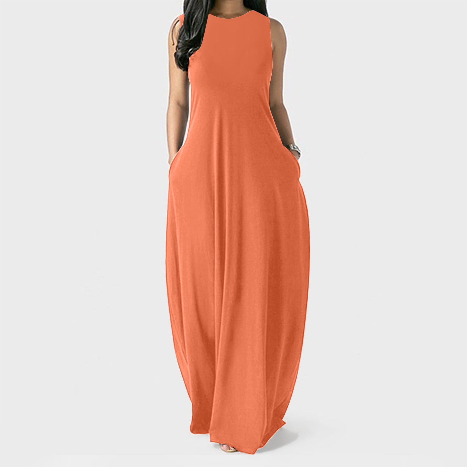 Summer Dress for Women Women'S Sleeveless Loose Plain Maxi Dresses ...