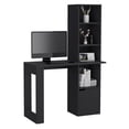 thumbnail image 2 of CoSoTower Office Desk Aragon with Four-Tier Bookcase and Lower Cabinet, Black Wengue Finish, 2 of 7