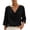 #074-Black, variant on 3/4 Sleeve Tops for Women Regular Fit Solid Color Cowl Neck Cotton Linen Casual Blouses for Office Work, Spring Travel