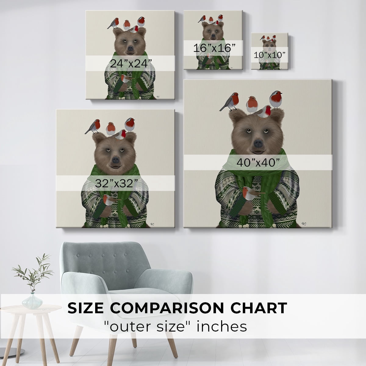Bear and Robins- Gallery Wrapped Canvas