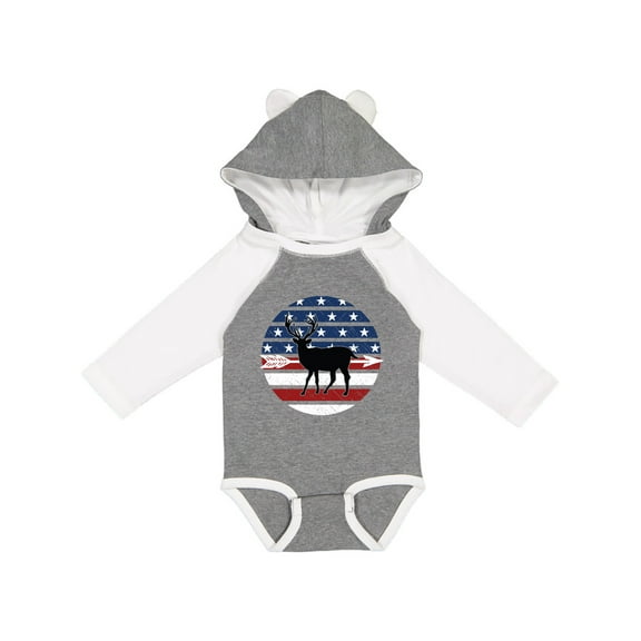 Inktastic Deer Bow Hunting USA Flag Boys or Girls Long Sleeve Baby Bodysuit