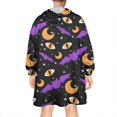 thumbnail image 2 of Wearable Oversized Blanket,Halloween Bat Moon Eye Pattern Wearable Blanket Hoodie for Adults,Cozy Hooded Blankets with Super Pockets,Super Warm Fuzzy Pullover for Women & Men, 2 of 6