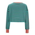 thumbnail image 5 of Striped Sweatshirts Womens Long Sleeve Crewneck Crop Tops Fall Winter Casual Color Block Light Short Pullovers (2XL, Sky Blue), 5 of 7