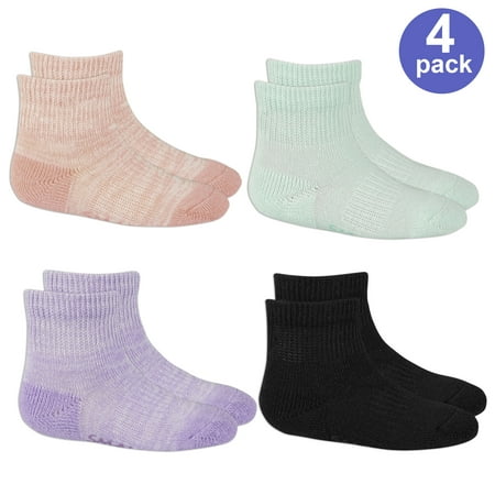 Fruit of the Loom Stay-On Ankle Perfect Socks, 4-Pack (Baby