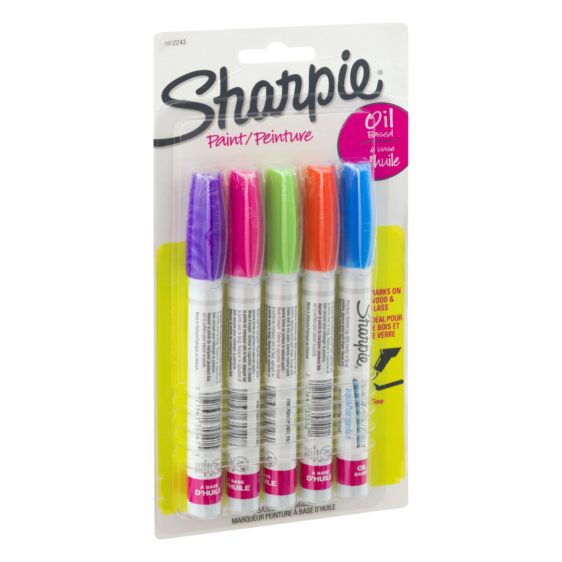 Sharpie Oil-Based Paint Markers, Fine Point, Bright Colors, 5