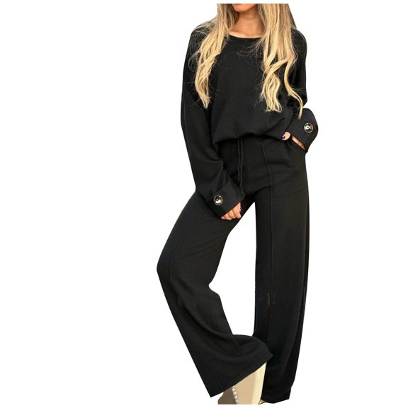 DJskiyers Lounge Sets for Women Plus Size Two Piece Outfits Casual Long Sleeve Sweatsuits Sets Drawstring Loungewear with Pockets