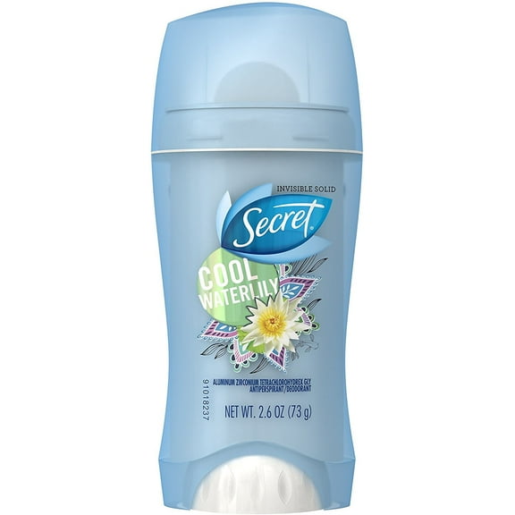 2 Pack - Secret Antiperspirant & Deodorant Invisible Solid Cool Waterlily, 72HR Breathable Sweat & Odor Protection, 2.6 OZ