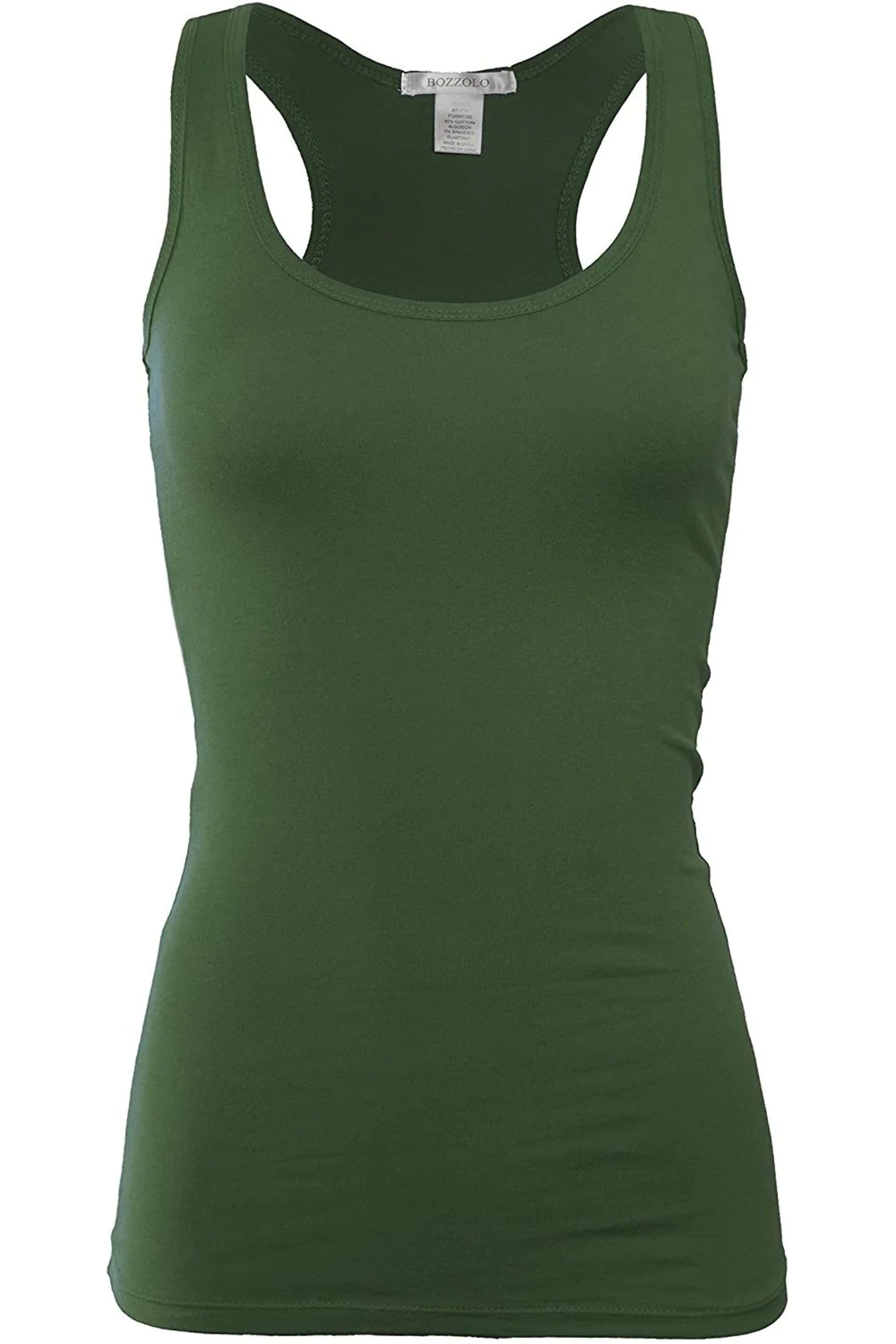 Bozzolo Women's Basic Cotton Spandex Racerback Solid Plain Fitted Tank Top -RT1777 - image 5 of 11