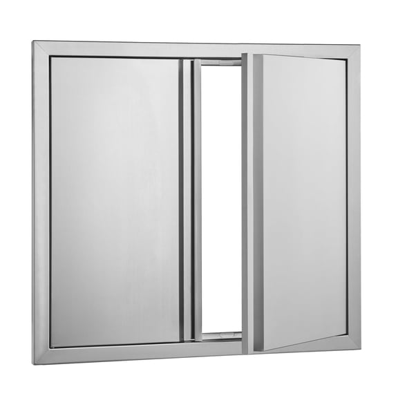KFFKFF 26W x 24H Inch Double BBQ Access Door, Stainless Steel Flush Mount Design with Recessed Handles, Ideal for Outdoor Kitchens, Grilling Stations, and Storage Cabinets