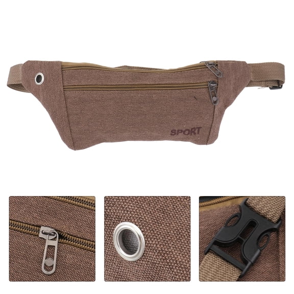 WHAMVOX Lightweight Waterproof Canvas Waist Bag Sports Mobile Phone Pouch Running Pocket Waist Pack Multifunctional Hiking Riding Pocket for Men Women(Coffee)