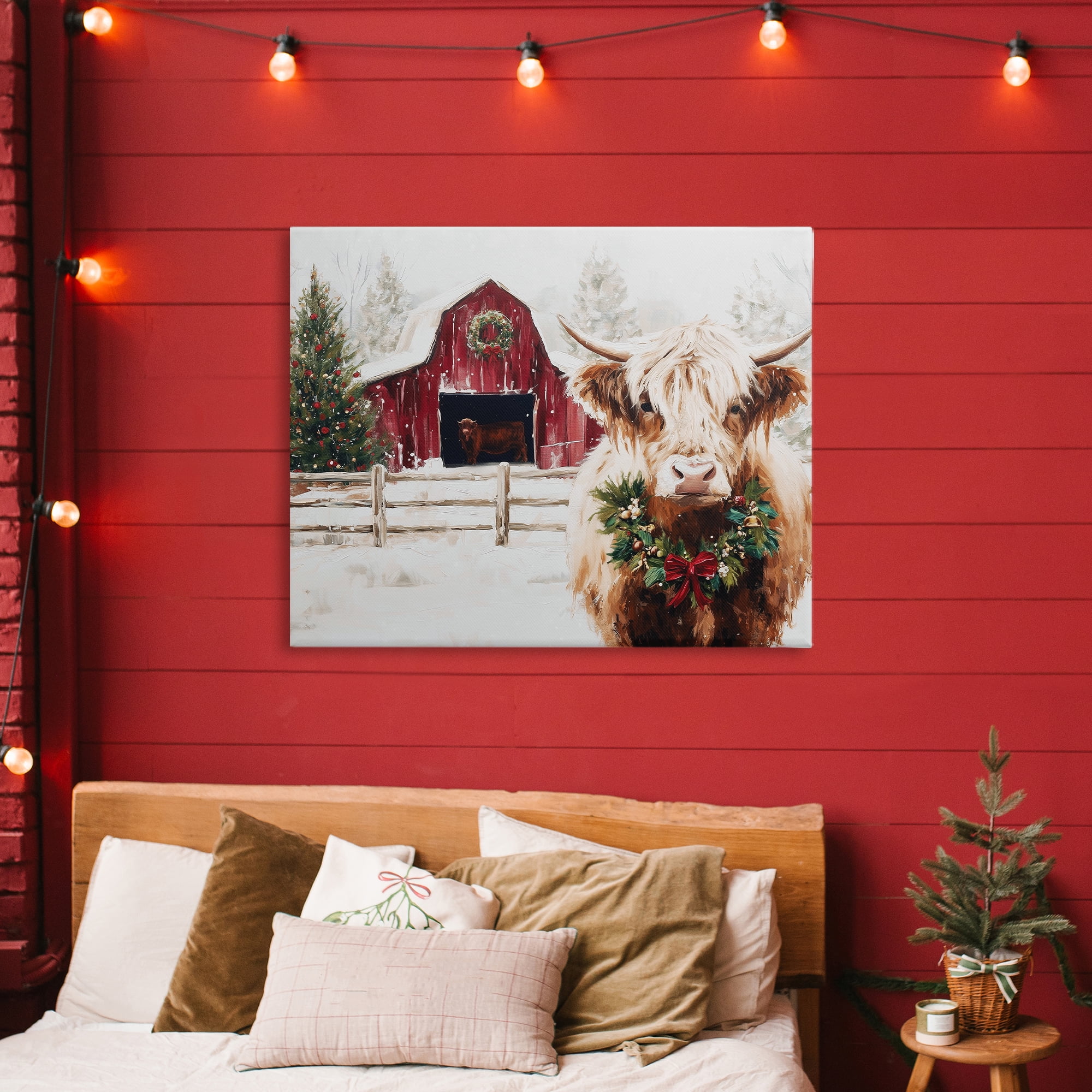Stupell Industries Snowy Farm Scene Cattle Canvas Wall Art, design by Acorn & Ivory Designs