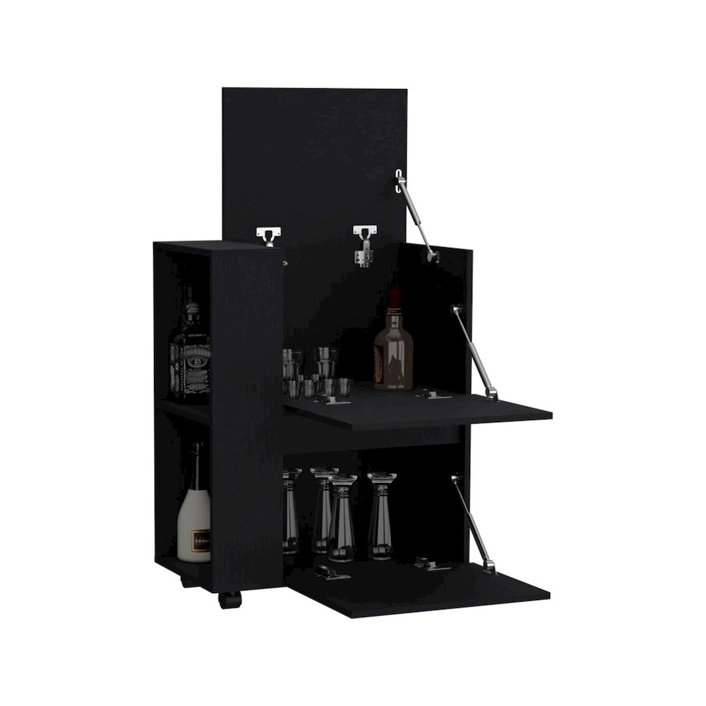 TUHOME Arlet Kitchen Island with Spacious Two-Door Cabinet Storage, Open Utility Shelf