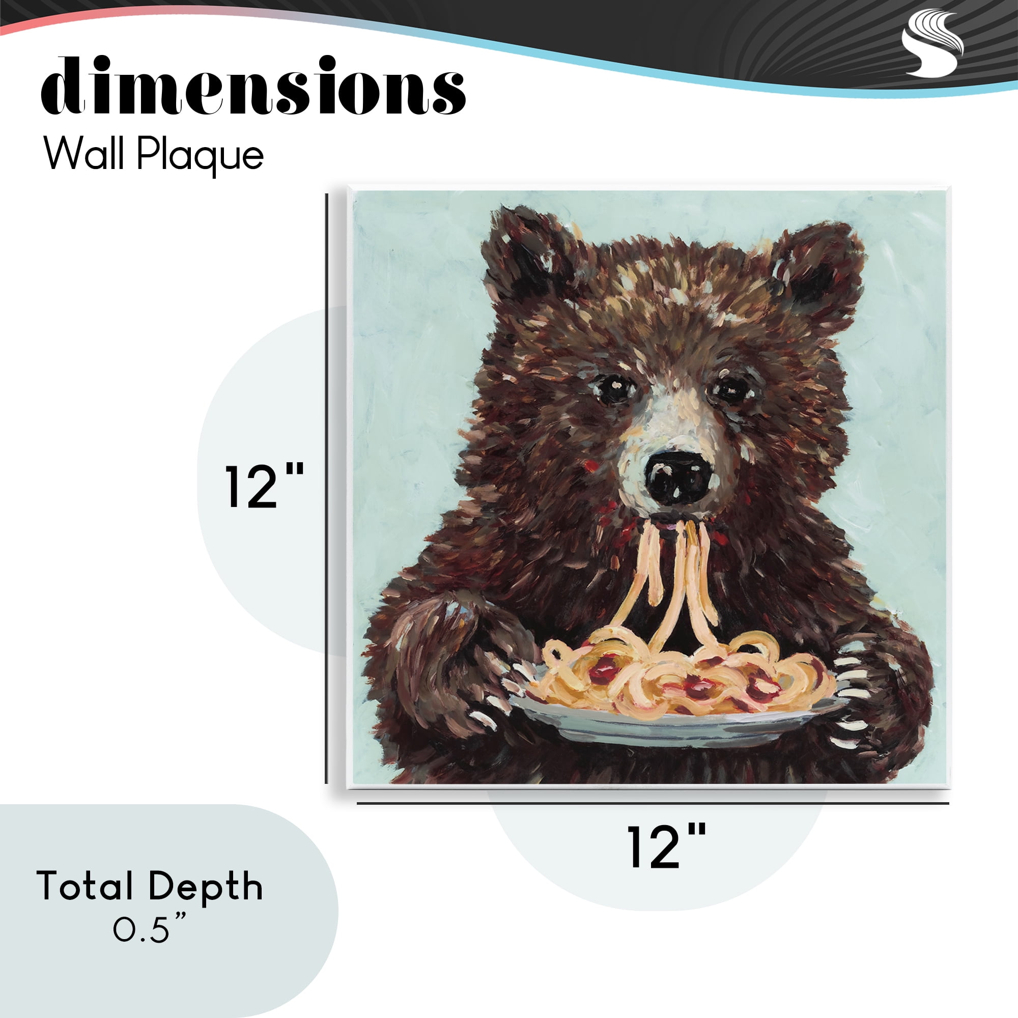 Whimsical Bear & Spaghetti Wall Plaque Art, design by Studio Bautista