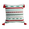 thumbnail image 2 of Funda de almohada con estampado navideño hecha a mano con borlas, moderna funda de almohada rojo, 2 of 9