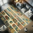 thumbnail image 4 of Ambesonne Mid Century Geometric Decorative Rug Carpet, Retro Surreal, 2' 5" x 5', Mustard Teal Rust, 4 of 5