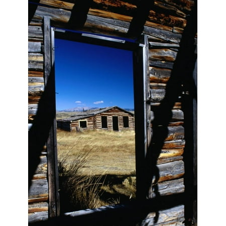 Hut Framed by Window of Burnt Log Cabin, Wind River Country, Lander, USA Print Wall Art By Brent (Best Windows For Log Homes)