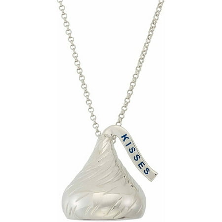 Hershey's Kisses Women's Sterling Silver Extra-Large Flat Back Pendant, 18 with 2 Extension