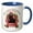 Blue/White, variant on 3drose, Black Belgian Sheepdog in a Red Holiday Chair for Christmas, 15oz Two-tone Black Mug