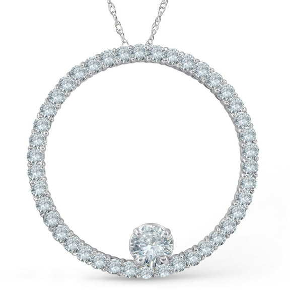 Pompeii 1 1/2ct Circle Of Life Diamond Pendant 14K White Gold (G/H,I1-I2)