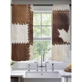 thumbnail image 5 of Brown White Leather Texture Semi Sheer Window Curtains 72 Inches Long, Abstract Art Cowhide Rod Pocket Voile Silky Chiffon Curtain Light Filtering Drapes for Living Room, Kitchen, 52"x72", 2 Panels, 5 of 9