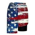 thumbnail image 4 of Generic Men's American Flag Swim Trunks 6" Inseam Board Short with Compression Liner (S-3XL), 4 of 5