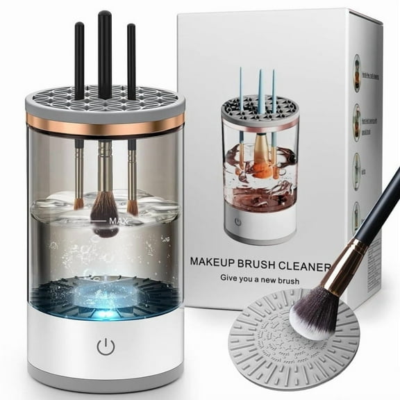 Wiher Cosmetic Brush Cleaner, Electric Makeup Brush Cleaner Machine, Includes Silicone Pad, USB Automatic Rotating, Suitable For All Sizes Of Makeup Brushes, Thorough Cleaning, Personal Care(White)