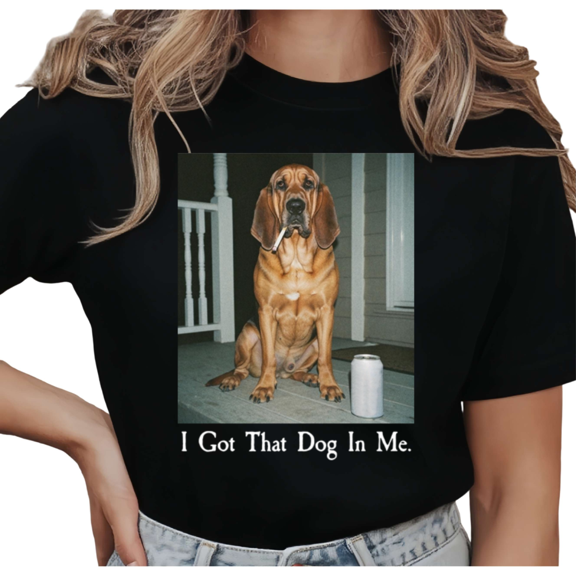 Women's Vintage "I Got That Dog In Me" Bloodhound Meme Graphic Breathable T Shirt Short Sleeve Round Neck Top Black S-5XL