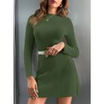 thumbnail image 4 of Long Sleeve Womens Sweater Dress Bodycon Crew Neck Fall Slimming Knit Mini Dresses, 4 of 7