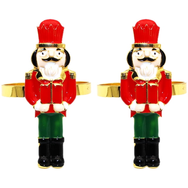 CIMAXIC christmas 2pcs Nutcracker Napkin Rings Holders Christmas Nutcracker Shaped Napkin Rings Table Accessories,2.4"X1.57"X0.83"