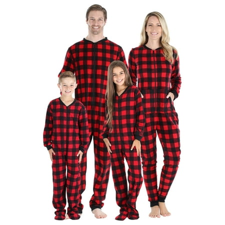 Sleepyheads Holiday Family Matching Fleece Red and Plaid Onesie Pajamas Jumpsuit
