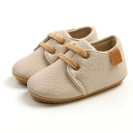 

Newborn Baby Boy High Grade Leopard PU Lace-up Non-slip Soft Sole Toddler Frist Waliking Shoes