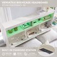 thumbnail image 6 of wow97e Queen Size Bed Frame with 50" Tall Storage Headboard, Wooden Platform Bed Frame with 4 Drawers, LED Lights, Charging Station, No Box Spring Needed, White, 6 of 8