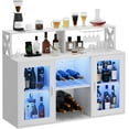 thumbnail image 2 of Trilenars Wine Bar Cabinet for Home with LED Lights and Wine & Glass Rack,Coffee Bar Storage Cabinet with USB Ports,Farmhouse Style,for Living Room Dining Room,White, 2 of 6