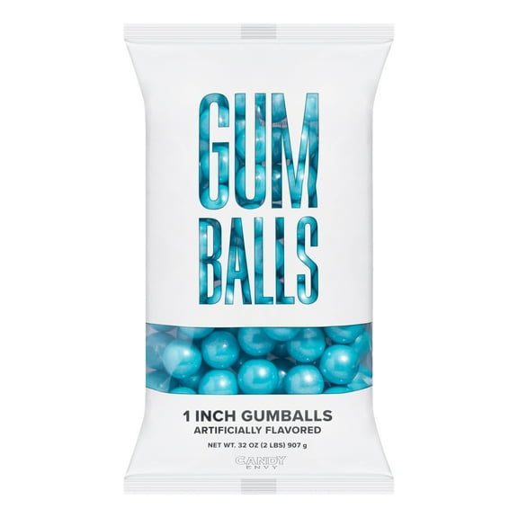 Candy Envy - Shimmer Light Blue 1 Inch Gumballs - 2lb Bag - Approximately 113 Gumballs Per Bag - North American Made & Kosher Certified