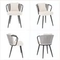 thumbnail image 3 of Daluvenix Rattan Dining Chairs Set of 2 Accent Chairs with Rattan Backrest & Teddy Fleece Fabric Cushion Black, 3 of 7