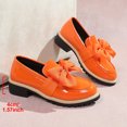 thumbnail image 5 of Orange Womens Bow Detail Slip-On Loafers - Glossy PU Thick Textured Sole, Non-Slip Comfort Plus Size 36-43 for Casual Office Daily Wear,Size 38, 5 of 9
