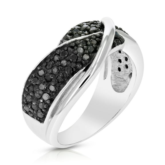 Vir Jewels 3/4 CTTW Black Diamond Ring .925 Sterling Silver with Rhodium Plating Size 7 Female Adult