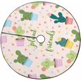 thumbnail image 1 of FMSHPON Cute Cartoon Cactus Xmas Christmas Tree Skirt Stand Mat for Holiday Party Decoration Indoor Outdoor 48 inches, 1 of 3