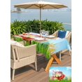 thumbnail image 6 of 60x84 Inch Outdoor Tablecloth with Umbrella Hole Zipper Rectangle Blue Green Easter Rectangular Tablecloths Outside Waterproof Spring Watercolor Eggs Bunny Red Truck Patio Table Cover for Picnic, 6 of 8